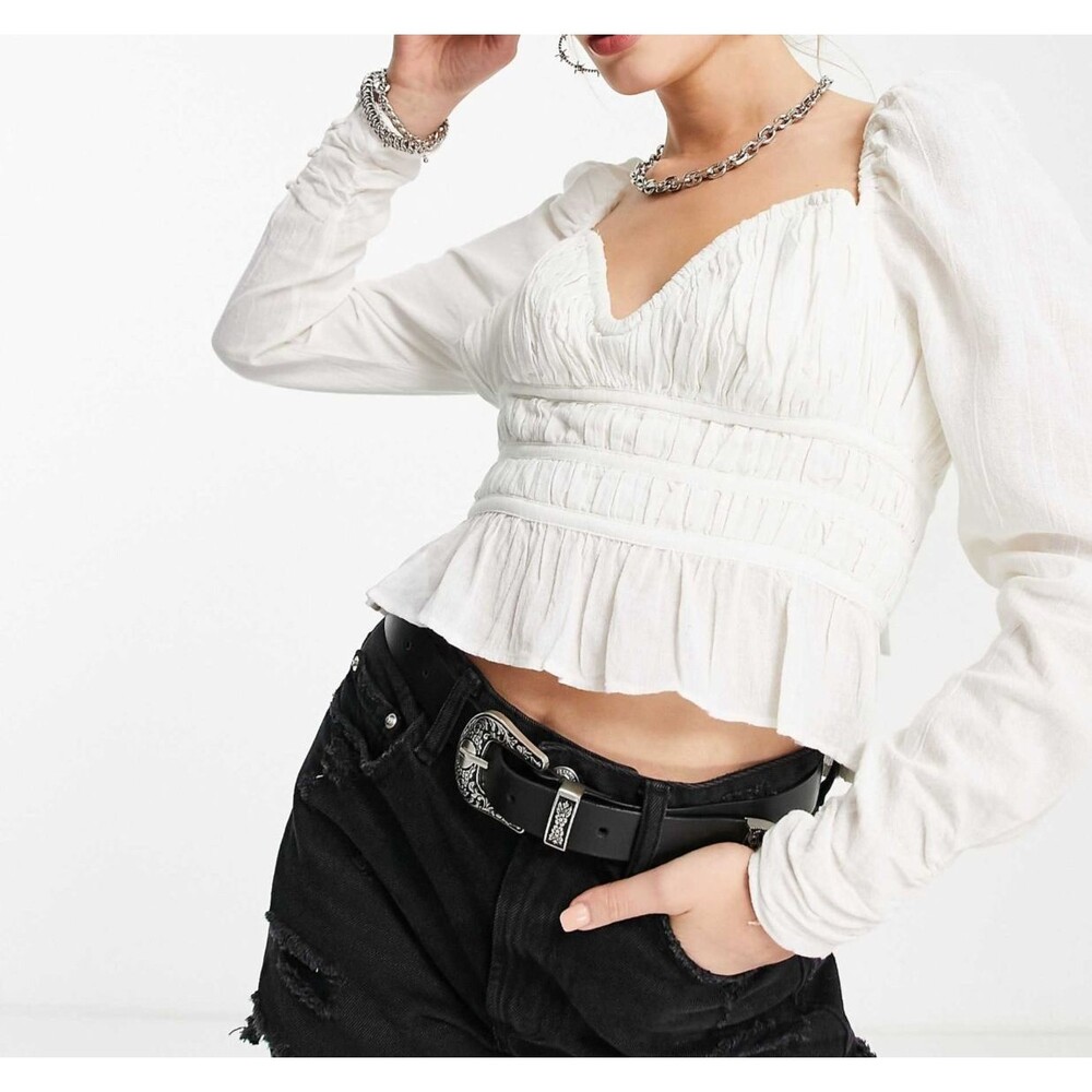 Free People Chloe Ruffle Top Ivory NWT Size XS - MSRP $98.00